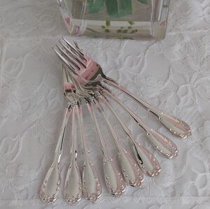 8 Noritake Serenade Silverplate Salad Forks Set
